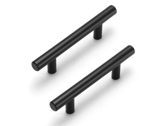 30 Pack Cabinet Handles Matte Black Cabinet Pulls with 3 Inch Hole Center, Stainless Steel Kitchen Cabinet Handles Black Kitchen Handles for...