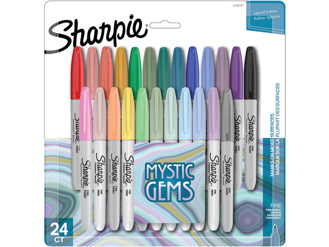 Permanent Markers Fine Point Featuring Mystic Gem Color Markers Assorted 24 Count