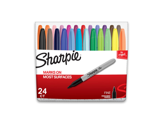 Permanent Markers, Fine Point, Assorted Colors, 24 Count - Arts & Crafts, Office Supplies