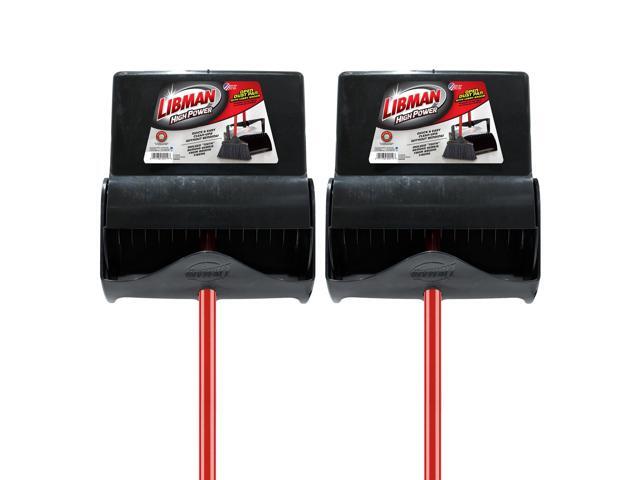 Libman Commercial 919 Lobby Dust Pan and Broom Set (Open Lid), 41' Length, 12' Width, Black/Red (Pack of 2)
