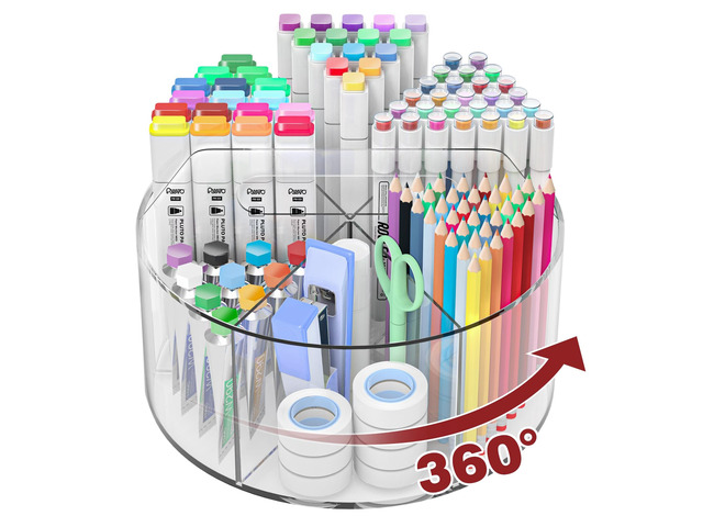 250pcs Acrylic Pencil Holder Marker Organizer, Back to School 360-Degree Rotating Pen Holder, Crayon Organizers for Kids Pencil Organizer Caddy Art...