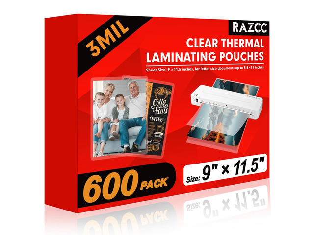 Laminating Sheets, 600 Pack Clear Thermal Laminating Plastic Paper Laminator Sheets, 9 x 11.5-Inch, 3mil, Ideal Office or School Supplies