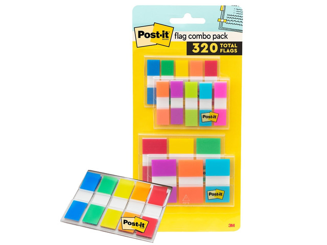 Flags Combo Pack, 4 On-The-Go Dispensers/Pack, 120.94 in Wide and 200.47 in Wide Flags, Assorted Colors (683-XL1)