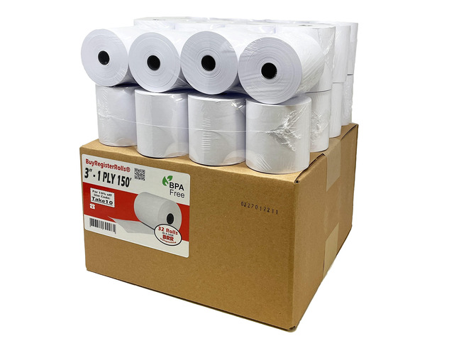 (32 Rolls) 3' x 150' 1 Ply Bond (Non Thermal Kitchen Printer Paper) POS Receipt Cash Register For Star SP700 SRP275 SMP200 TMU200 MP500 NCR 2174...