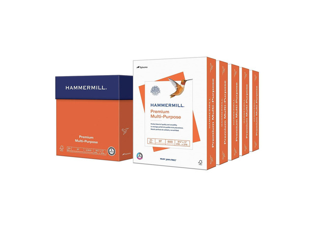 Printer Paper, Premium Multipurpose Paper 24 lb, 8.5 x 11-5 Ream (2,500 Sheets) - 97 Bright, Made in the USA, 105810C