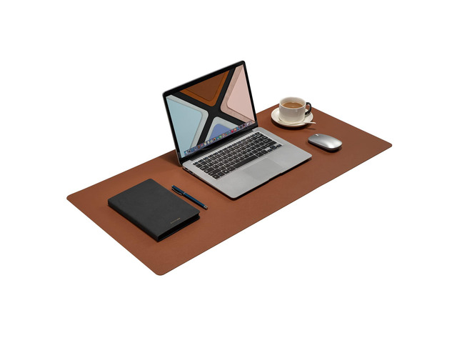 Desk Pad Blotter, 36x17 in Large PU Leather Mouse Pad,Waterproof Non-Slip Writing Desktop Protector Mat,Office Desk Accessory,Brown