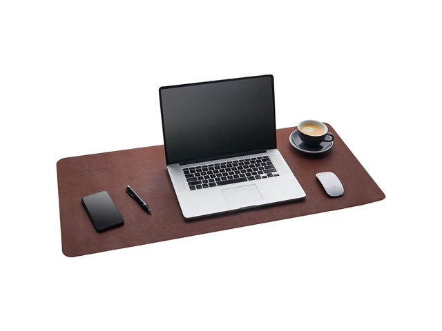 Desk Mat, Office Writing Desk Pad, Large 36' x 17' Dark Brown, for Top of Desks, Gift Ready Elegant Computer Desk Cover Protector PU Leather