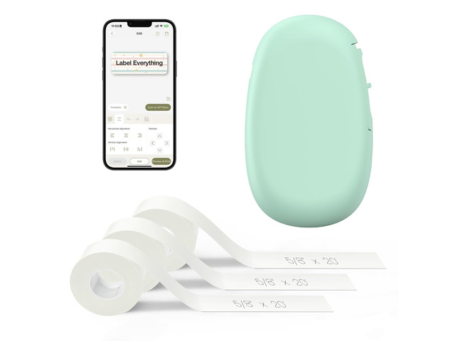 E10 Bluetooth Label Maker Machine with 3 Tapes, Green Bundle Fits Continuous & Die-Cut Waterproof Label, Easy App Editing, Rechargeable, Inkless,...