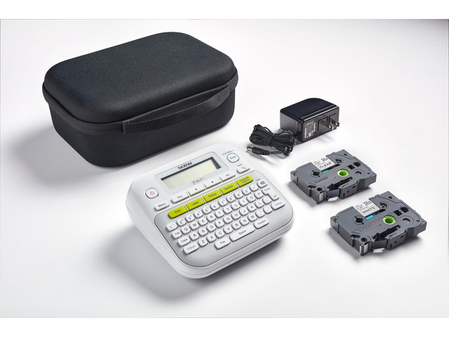 PT-D210SV Monochrome Label Maker Bonus Bundle Comes with a Protective Carrying case, an Adapter, and Two Sample Genuine TZe Label Tapes for Added...