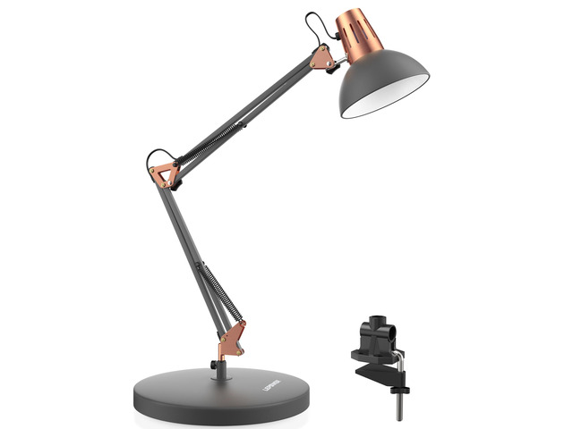 Metal Adjustable Desk Lamp with Clamp, Swing Arm for Home Office Gooseneck, Architect Style, Eye-Caring Table Lamp, On/Off Switch, E26 Base,...