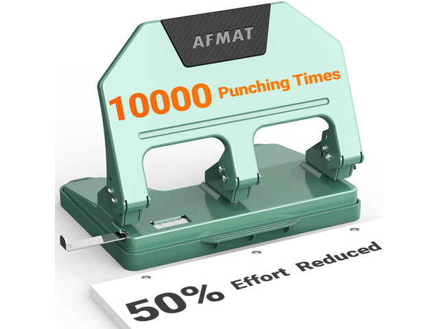 3 Hole Punch, 9/32' Holes, 40-Sheet 3 Hole Puncher for Binder, 50% Reduced Effort, Metal Heavy Duty Three Hole Punch w/ 10,000+ Uses, Bulit-in S. S....