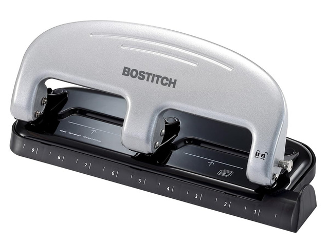 Office EZ Squeeze 3-Hole Punch, 20 Sheet Capacity, Reduced Effort, No Jam Technology, Silver