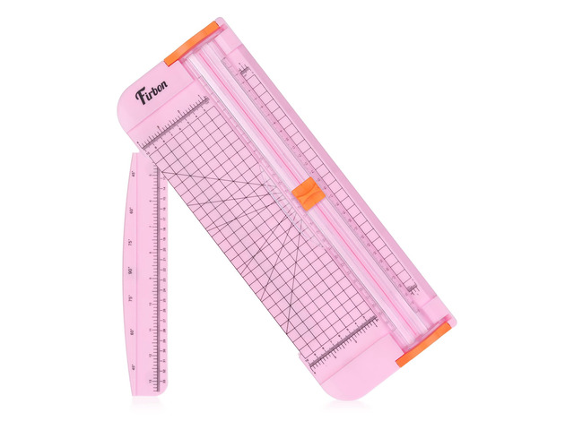 A4 Paper Cutter, 12 Inch Paper Trimmer with Extened Ruler, Pink 12 Sheet Capacity CM & Inch Scale Spring-Loaded Safe Blade Cuts Cardstock,...