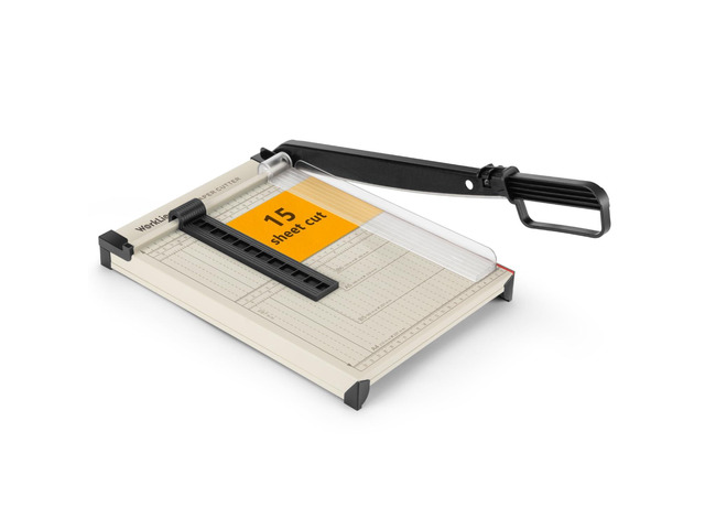 12'' Guillotine Paper Cutter, Heavy Duty Paper Slicer,Grey 15-Sheet Capacity,Paper Trimmer with Safety Guard, Precision Guillotine Cutter for...