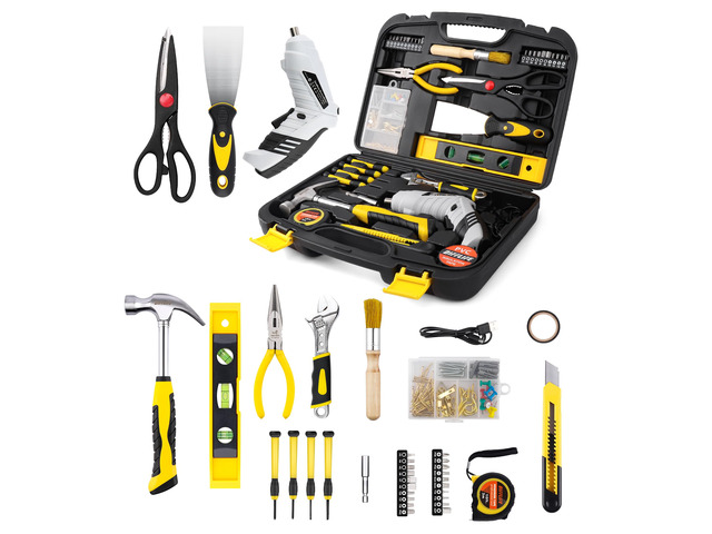 136 Piece Tool Set,General Household Hand Tool Kit with Plastic Toolbox Storage Case-136 Piece