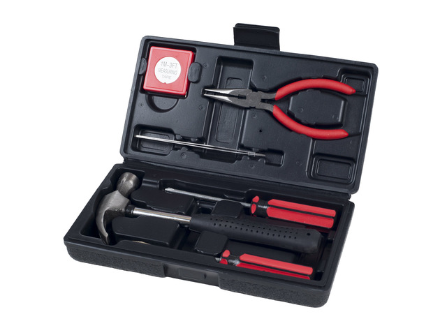 75-HT1007 Household Hand Tools, Tool Set - 6 Piece by, Set Includes Hammer, Screwdriver Set, Pliers (Tool Kit for the Home, Office, or Car) Black