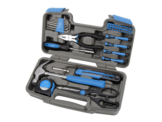 Tools 39 Piece General Household Tool Set, Blue DT9706 BL Toolbox Storage Case with Essential Hand Tools for Everyday Home Repairs, DIY and Crafts