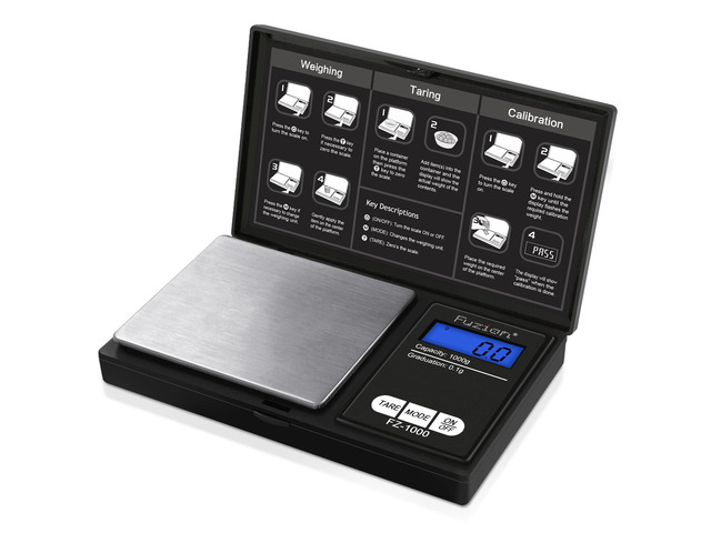 Fuzion Digital Pocket Gram Scale - 1000g/0.1g Small Food Scale Portable Easy of Use, LCD Display, Tare Function, 6 Modes Ounces Grains, Batteries...