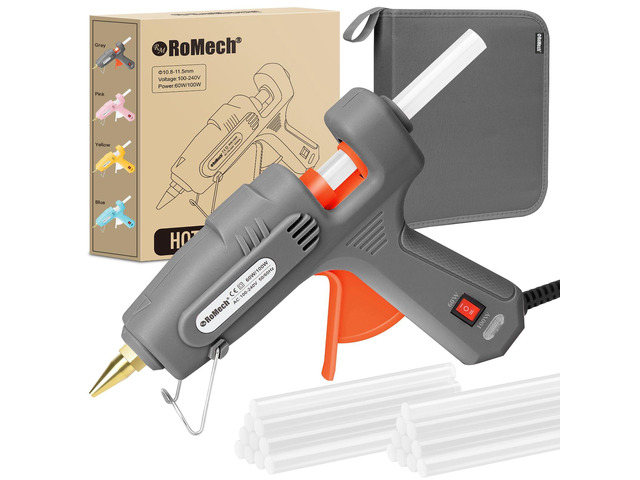 Full Size Hot Glue Gun with 60/100W Dual Power and 21 Hot Glue Sticks (7/16'), Fast Preheating Heavy Duty Industrial Gluegun with Storage Case for...