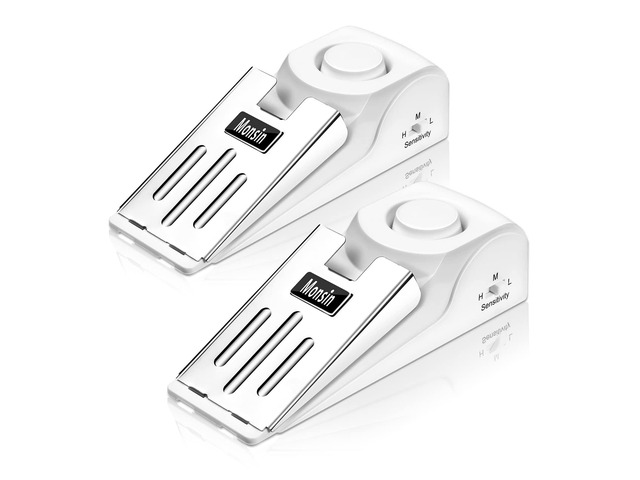 Door Stop Alarm, Door Stopper with 120DB Security Alarm, Floor Wedge Doorstop for Travel Apartment Home House (Pack of 2)