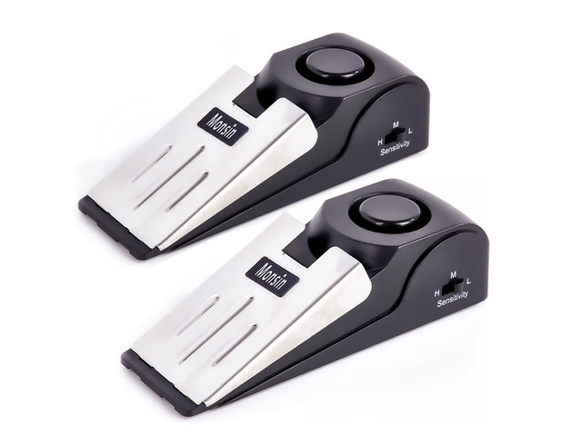 Door Stop Alarm, Door Stopper with 120DB Security Alarm, Floor Wedge Doorstop for Travel Apartment Home House (Pack of 2)