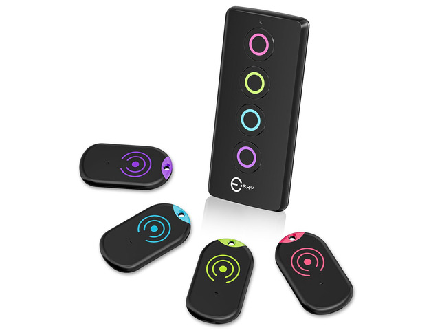 Ultra Slim Key Finder Locator with 80dB Sound and 4 Receivers Wireless Wallet Tracker and Item Locators Beeper Tags for Finding Key, TV Remote,...