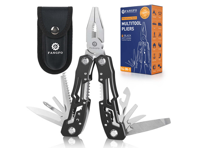 14-In-1 Multitool with Safety Locking, Professional Stainless Steel Multitool Pliers Pocket Knife, Bottle Opener, Screwdriver with Nylon Sheath...