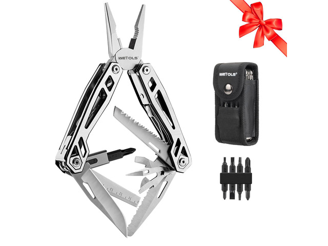Multitool with Pocket Knife, Birthday Gifts for Men Women Mom Dad 21-in-1 Stainless Steel Pliers with Screwdrivers, Self-locking Multi tools with...