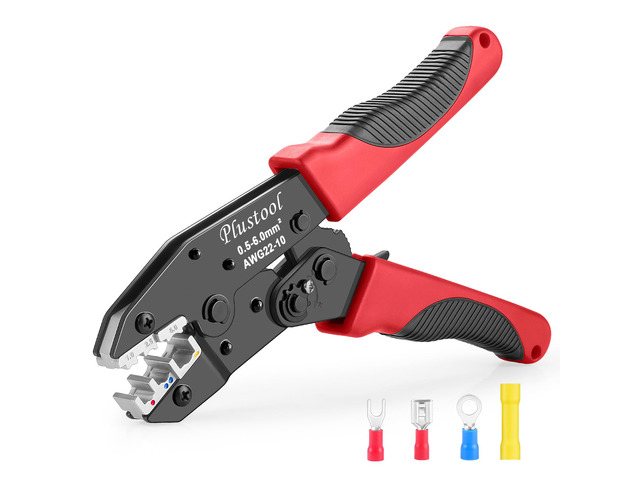 Crimping Tool for Insulated Electrical Connectors AWG 22-10 - Ratcheting Wire Terminal Crimper - Crimping Pliers - Crimper Tool Electrical - Crimp...