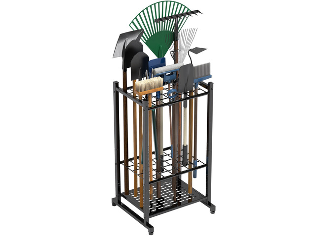Garden Tool Organizer, Garage Tool Organizer & Garage Organization, Heavy Duty Steel Tool Storage Rack Holds 35 Rakes, Brooms Tools, Broom Holder...