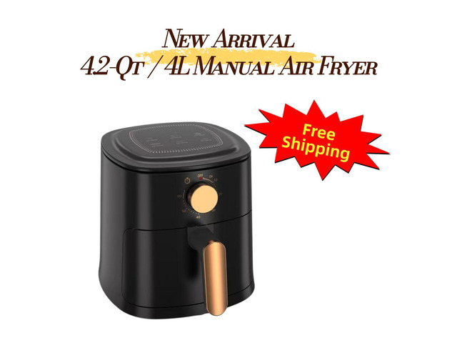 Aenaeder 4L Air Fryer, 1100W, Mechanical Knob Timer, 360° Hot Air Circulation, 0-60 Min Timer, Removable Basket black