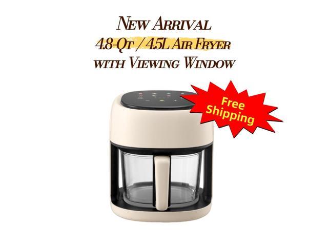 Aenaeder 4.5L Visible Glass Air Fryer, 1350W Digital Touchscreen Air Fryer with 10 Presets, NTC Temperature Control, 360° Viewing Basket, Pull-Out.