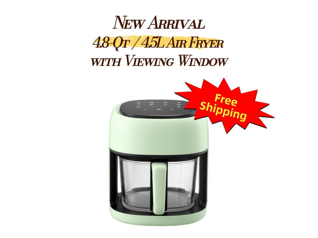 Aenaeder 4.5L Visible Glass Air Fryer, 1350W Digital Touchscreen Air Fryer with 10 Presets, NTC Temperature Control, 360° Viewing Basket, Pull-Out...