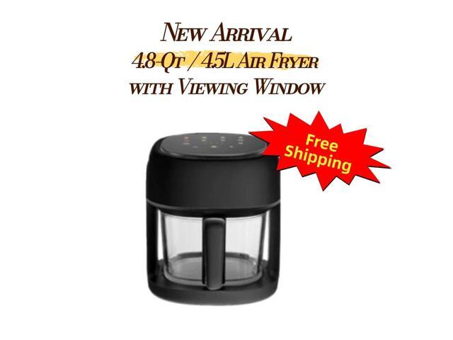 Aenaeder 4.5L Visible Glass Air Fryer, 1350W Digital Touchscreen Air Fryer with 10 Presets, NTC Temperature Control, 360° Viewing Basket, Pull-Out.