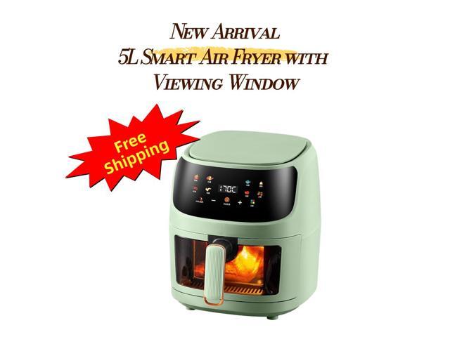 Aenaeder 5L Visible Window Digital Air Fryer, 1350W, 8 Presets, Color Touchscreen, NTC Temperature Control, Auto Shutoff Memory, Nonstick Basket