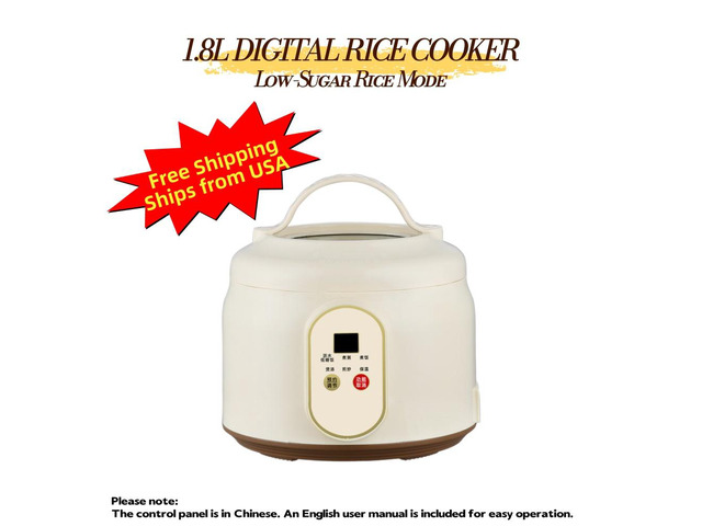 1.8L Multifunction Rice Cooker with Steamer Basket, Low-Sugar Rice Mode, 6 Cooking Programs, 600W Nonstick Rice Cooker with Preset Timer and Keep...