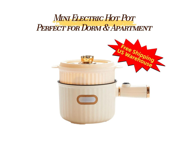 Electric Hot Pot with Steamer, Mini Nonstick Ramen Cooker for Dorm & Office, Small Electric Cooking Pot for Soup, Noodles, Oatmeal & One-Person...