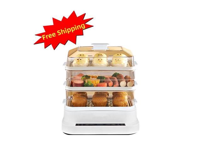 32L 3-Tier Electric Food Steamer with 24-Hour Timer, 5-Hour Keep Warm, Transparent Stackable Trays, Aenaeder