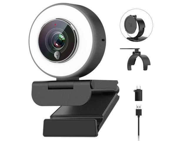 Angetube 4K Webcam with Ring Light - Web Cam 4K UHD, PDAF Autofocus, 1080P 60FPS, 2 Noise Reduction Mics, USB-A/C, Privacy Cover, Computer Web...