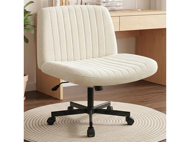 Orange Factory Criss Cross Chair Wheels Wide Cross Legged Office Desk Vanity Chair Comfy Fabric Armless Adjustable Swivel for Home Computer Task...