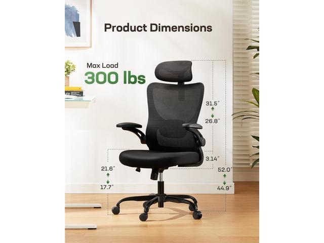 Ergonomic Office Chair: Office Desk Chair with High Back Mesh and Adjustable Lumbar Support Rolling Work Swivel Task Chairs with Wheel 3D Armrests...