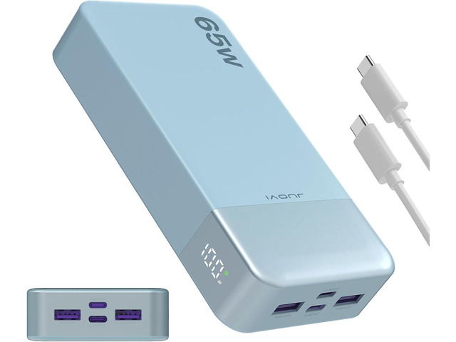 JUOVI Portable Charger 65W Power Bank 20000mAh Compact USB C Laptop Power Bank Fast Charging Battery Pack for Laptop MacBook Dell XPS iPad Tablet...