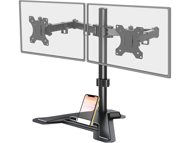 MOUNT PRO Dual Monitor Stand, Free-Standing Full Motion Monitor Desk Mount Fits 2 Screens up to 27 inches,17.6lbs with Height Adjustable, Swivel,...
