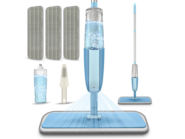 Spray Wet Mops for Floor Cleaning: Hardwood Floor Mop Refillable Dust Mop 3 Washable Pads for Swiffer Powermop, 360Â° Rotating Head, Flat Mops...