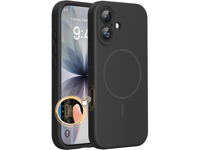 For iPhone 17 Case, Black Compatible with MagSafe, Silicone Camera Control Cover, Soft Microfiber Lining, Shockproof Drop Protection Phone Case...