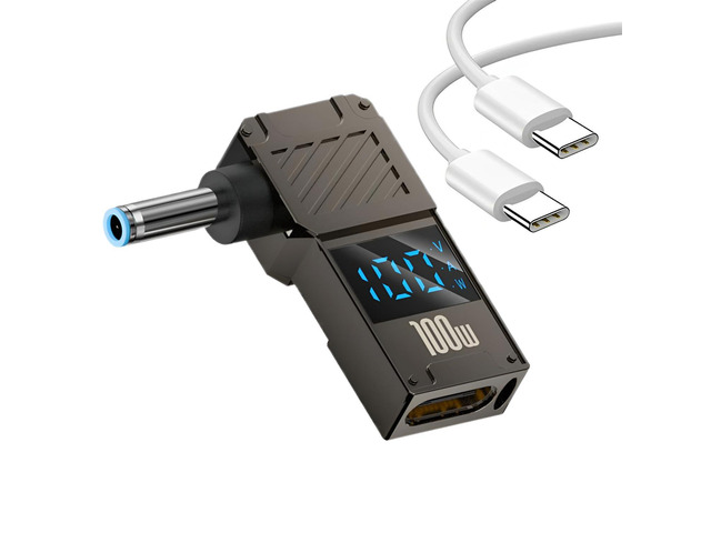 100W PD Power Charger Connector HP Small Head 90 Degree DC 4.5 x 3.0mm Barrel Jack Plug Converter Cord for Envy Pavilion Spectre Stream 11 13...
