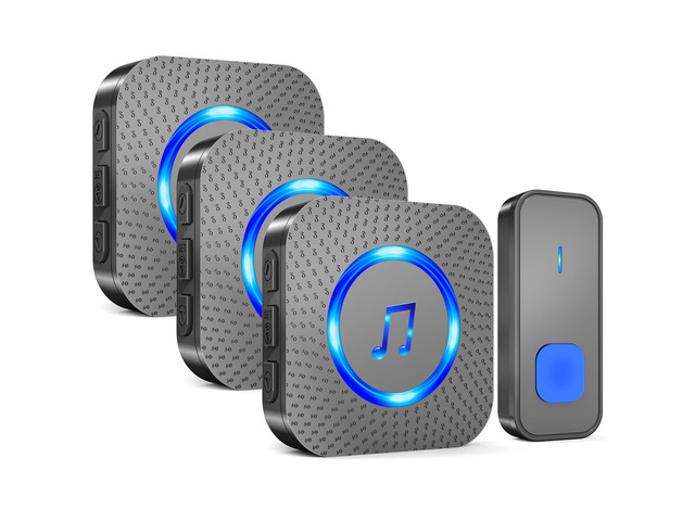 Wireless Doorbell with 3 Receivers 1 Button,IP55 Waterproof Doorbell,1300 FT/400M Remote Doorbell,55 Chimes 5 Volume,Colorful LED Flashing,110 db...