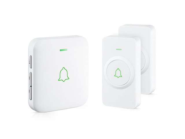 Wireless Doorbell, 1000 ft Range, 2 Buttons + 1 Receiver, White 115 dB Volume, LED Flash, 52 Chimes, Waterproof, 3-Year Battery, No Wi-Fi or Fees,...