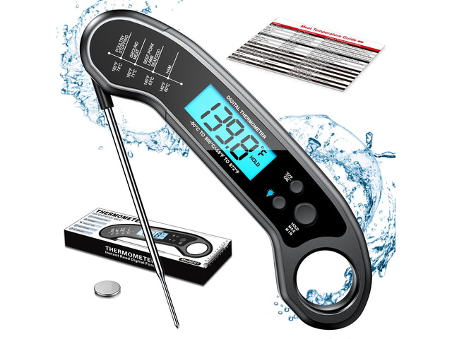 Meat Thermometer Digital, Instant Read Meat ThermometerI for Grill and Cooking, Waterproof Food Thermometer for Kitchen and Outside, BBQ, Turkey,...