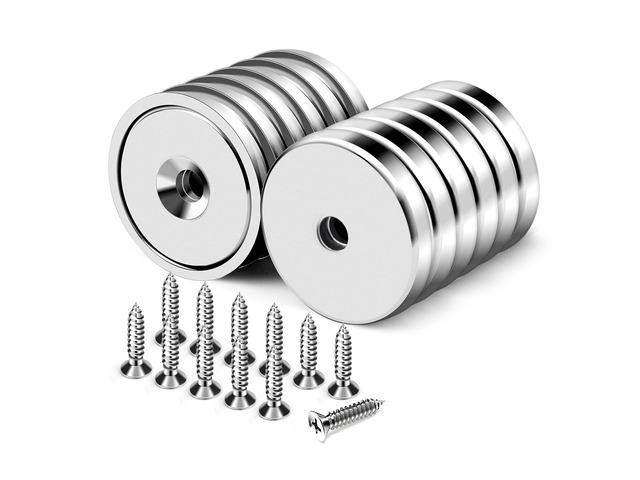 Magnets 60LBS 12 Pack 0.98 Inch with Countersunk Hole Heavy Duty Magnet Rare Earth Neodymium Strong Round Base Cup and Stainless Screws for...
